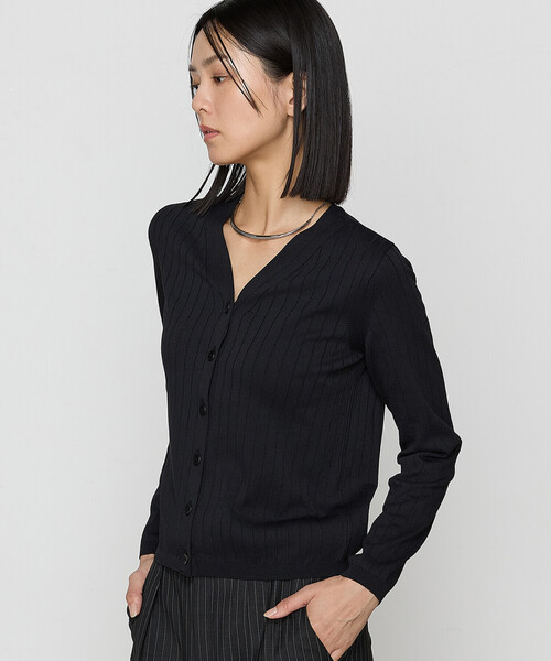 COMME CA(コムサ)の「〔 TALLサイズ 〕 コットンダルストレッチ カーディガン(カーディガン/ボレロ・レディース・グリーン/ブラック/グレー・15号)」の8枚目の写真
