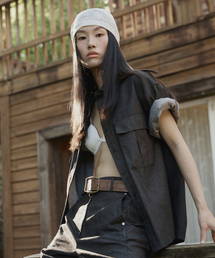 FROMWHERE（フロムウェア）の「COTTON CUFFS SHIRTS BLACK（Tシャツ/カットソー）」