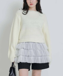 PICCIN PERLA | 裾チュール畦編みプルオーバー(ニット/セーター)