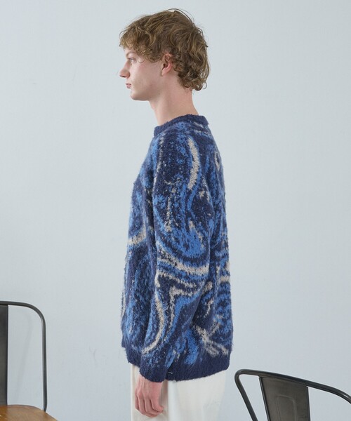 ABAHOUSE（アバハウス）の「ループシャギー マーブル グラデーションニット（ニット/セーター・メンズ・グレー/ブラック/ネイビー・46/48）」の21枚目の写真
