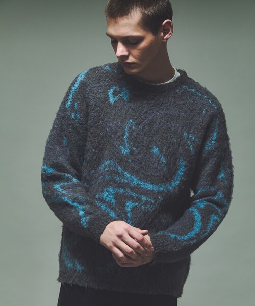 ABAHOUSE（アバハウス）の「ループシャギー マーブル グラデーションニット（ニット/セーター・メンズ・グレー/ブラック/ネイビー・46/48）」の15枚目の写真