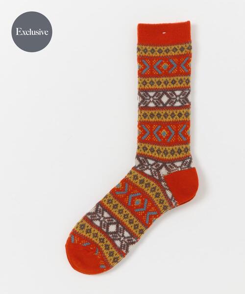 URBAN RESEARCH DOORS(アーバンリサーチドアーズ)の「『別注』Anonymous Ism×DOORS ウールジャガードクルー(ソックス/靴下・メンズ・レッド/グリーン/ネイビー・-)」の3枚目の写真