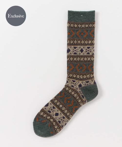 URBAN RESEARCH DOORS(アーバンリサーチドアーズ)の「『別注』Anonymous Ism×DOORS ウールジャガードクルー(ソックス/靴下・メンズ・レッド/グリーン/ネイビー・-)」の2枚目の写真