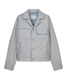 UNGIMMICK（アンジミック）の「CROPPED PANEL TWILL JACKET (GRAYISH BLUE)（その他アウター）」