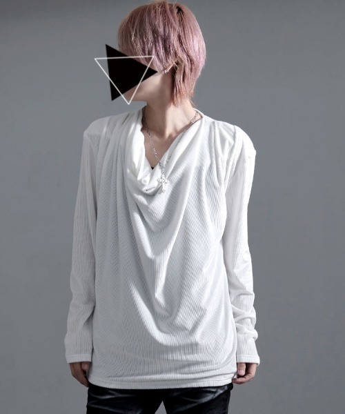 Bernings Sho(バーニングショー)の「『Bernings Sho/バーニングショー』BGベロアテレコドレープ長袖Tシャツ(Tシャツ/カットソー・メンズ・ブラック/ホワイト・XL/L/M)」の1枚目の写真
