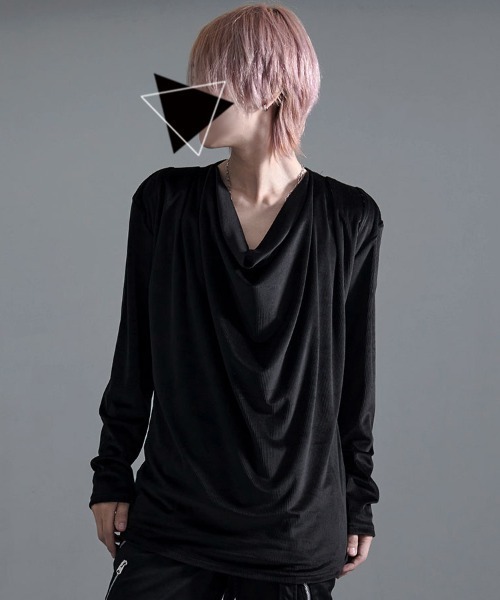 Bernings Sho(バーニングショー)の「『Bernings Sho/バーニングショー』BGベロアテレコドレープ長袖Tシャツ(Tシャツ/カットソー・メンズ・ブラック/ホワイト・XL/L/M)」の2枚目の写真