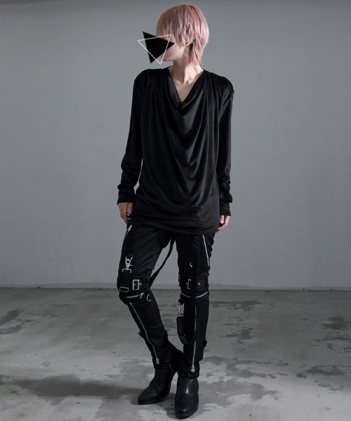 Bernings Sho(バーニングショー)の「『Bernings Sho/バーニングショー』BGベロアテレコドレープ長袖Tシャツ(Tシャツ/カットソー・メンズ・ブラック/ホワイト・XL/L/M)」の7枚目の写真