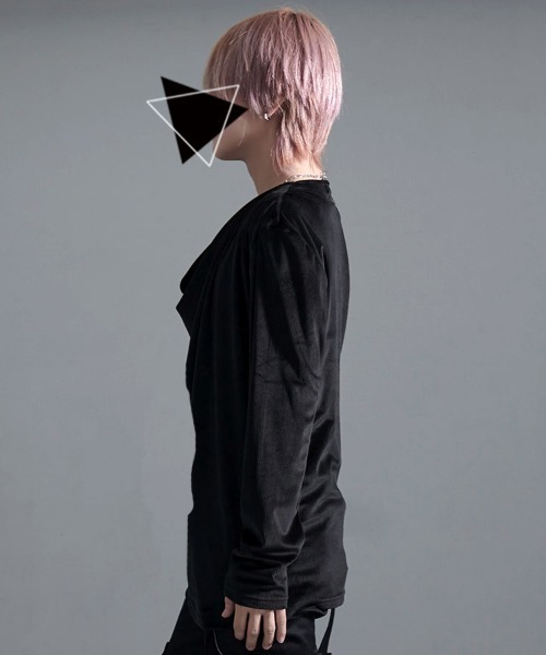 Bernings Sho(バーニングショー)の「『Bernings Sho/バーニングショー』BGベロアテレコドレープ長袖Tシャツ(Tシャツ/カットソー・メンズ・ブラック/ホワイト・XL/L/M)」の5枚目の写真