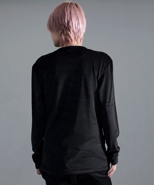 Bernings Sho(バーニングショー)の「『Bernings Sho/バーニングショー』BGベロアテレコドレープ長袖Tシャツ(Tシャツ/カットソー・メンズ・ブラック/ホワイト・XL/L/M)」の6枚目の写真