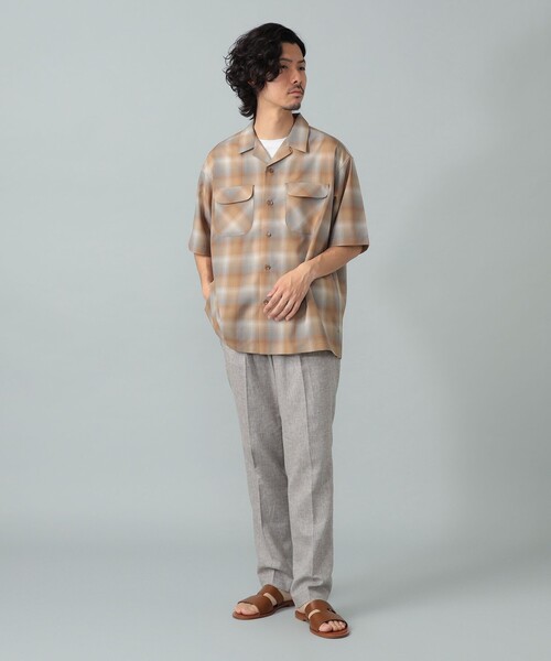 PENDLETON(ペンドルトン)の「PENDLETON / ポリエステルウール チェック柄 オープンカラー ショートスリーブシャツ(シャツ/ブラウス・メンズ・ブルー/ブラウン系その他4・MEDIUM/LARGE/SMALL)」の7枚目の写真
