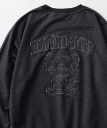 【71】【TOM&JERRY/トムとジェリー】ジェリー アップリケ刺繍 裏毛 カットデニム スウェット/メンズ/レディース/ユニセックス