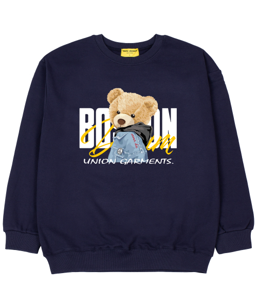 Union Garments(ユニオンガーメンツ)の「ベアフード 裏毛 オーバーサイズ スウェット Tシャツ ネイビー(スウェット・レディース・その他・MEDIUM/LARGE/X-LARGE/XX-LARGE)」の1枚目の写真