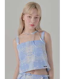 Jacquard bustier top - blue