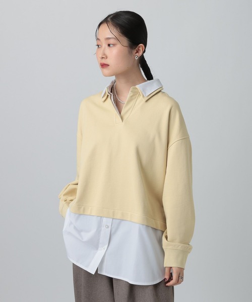 LEPSIM(レプシィム)の「シャツレイヤード風プルオーバー 613155(Tシャツ/カットソー・レディース・グレー/ネイビー/イエロー系その他・FREE)」の2枚目の写真