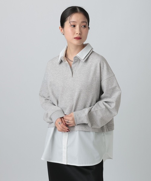 LEPSIM（レプシィム）の「シャツレイヤード風プルオーバー　613155（Tシャツ/カットソー・レディース・グレー/ネイビー・FREE）」の3枚目の写真