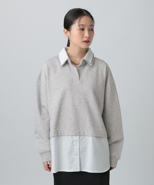 LEPSIM（レプシィム）の「シャツレイヤード風プルオーバー　613155（Tシャツ/カットソー・レディース・グレー/ネイビー・FREE）」の4枚目の写真