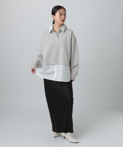 LEPSIM（レプシィム）の「シャツレイヤード風プルオーバー　613155（Tシャツ/カットソー・レディース・グレー/ネイビー・FREE）」の6枚目の写真