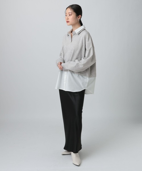 LEPSIM（レプシィム）の「シャツレイヤード風プルオーバー　613155（Tシャツ/カットソー・レディース・グレー/ネイビー・FREE）」の7枚目の写真