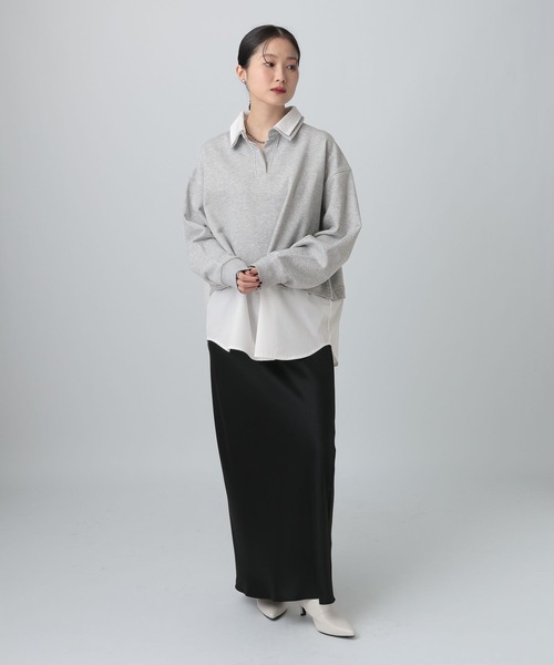 LEPSIM（レプシィム）の「シャツレイヤード風プルオーバー　613155（Tシャツ/カットソー・レディース・グレー/ネイビー・FREE）」の8枚目の写真