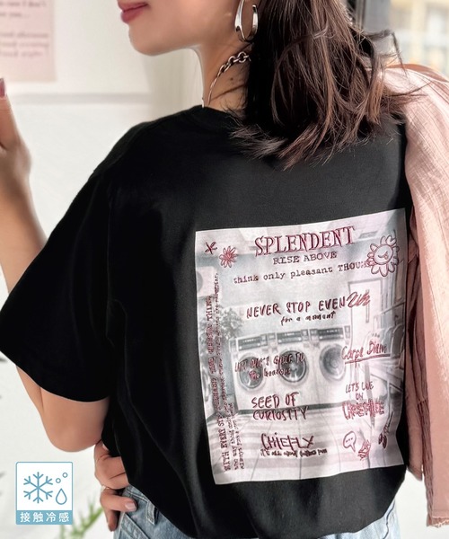 classicalelf(クラシカルエルフ)の「【接触冷感機能付き】背中で魅せる、遊び心とヴィンテージ。コインランドリーバック刺繍Tシャツ(半袖)(Tシャツ/カットソー・レディース・チャコール/オフホワイト/グリーン/ブラック・X-LARGE/SMALL/MEDIUM/LARGE)」の2枚目の写真