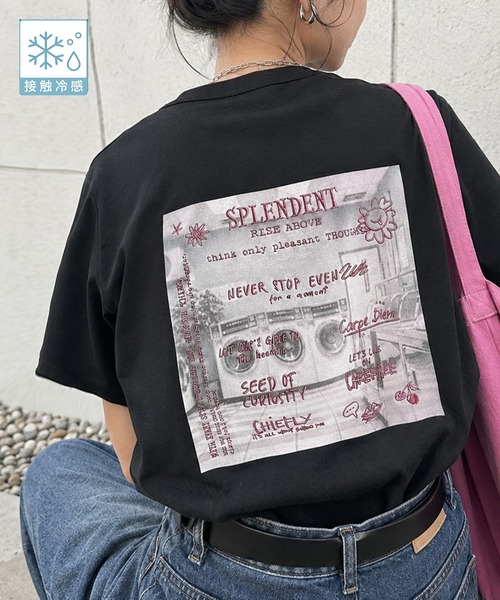 classicalelf(クラシカルエルフ)の「【接触冷感機能付き】背中で魅せる、遊び心とヴィンテージ。コインランドリーバック刺繍Tシャツ(半袖)(Tシャツ/カットソー・レディース・チャコール/オフホワイト/グリーン/ブラック・X-LARGE/SMALL/MEDIUM/LARGE)」の6枚目の写真