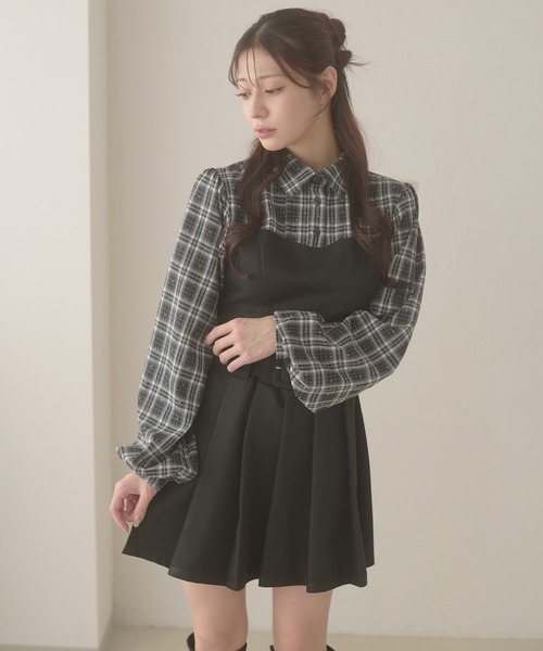 Ambre Neige（アンブルネージュ）の「plaid pattern shirt docking pleats mini dress / チェックシャツドッキングプリーツミニワンピース（ワンピース・レディース・ブラウン系その他/ブラック系その他・FREE）」の17枚目の写真