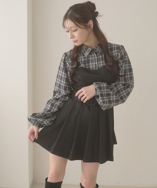Ambre Neige（アンブルネージュ）の「plaid pattern shirt docking pleats mini dress / チェックシャツドッキングプリーツミニワンピース（ワンピース・レディース・ブラウン系その他/ブラック系その他・FREE）」の18枚目の写真