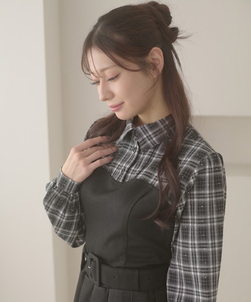Ambre Neige（アンブルネージュ）の「plaid pattern shirt docking pleats mini dress / チェックシャツドッキングプリーツミニワンピース（ワンピース・レディース・ブラウン系その他/ブラック系その他・FREE）」の21枚目の写真
