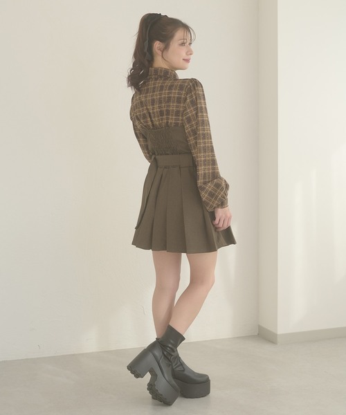 Ambre Neige（アンブルネージュ）の「plaid pattern shirt docking pleats mini dress / チェックシャツドッキングプリーツミニワンピース（ワンピース・レディース・ブラウン系その他/ブラック系その他・FREE）」の6枚目の写真