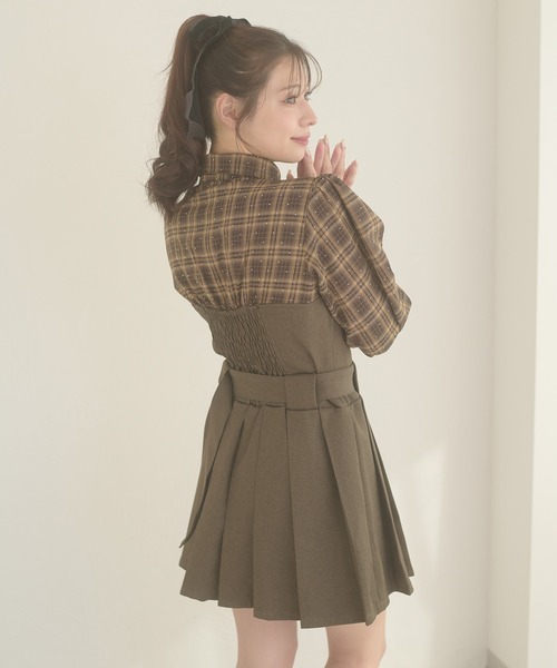 Ambre Neige（アンブルネージュ）の「plaid pattern shirt docking pleats mini dress / チェックシャツドッキングプリーツミニワンピース（ワンピース・レディース・ブラウン系その他/ブラック系その他・FREE）」の11枚目の写真