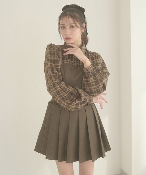 Ambre Neige（アンブルネージュ）の「plaid pattern shirt docking pleats mini dress / チェックシャツドッキングプリーツミニワンピース（ワンピース・レディース・ブラウン系その他/ブラック系その他・FREE）」の9枚目の写真
