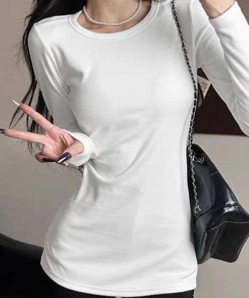 Miniministore(ミニミニストア)の「ロングTシャツ 重ね着フィットカットソー(Tシャツ/カットソー・レディース・グレー系1/グレー系2/ホワイト系1/ホワイト系2/ブラック系1/ブラック系2・FREE)」の10枚目の写真