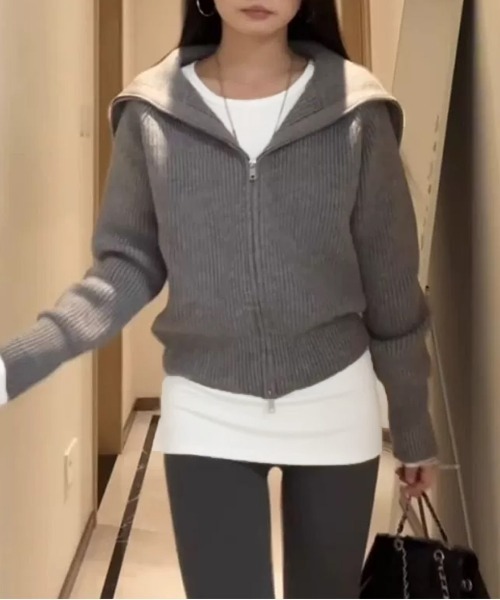 Miniministore(ミニミニストア)の「ロングTシャツ 重ね着フィットカットソー(Tシャツ/カットソー・レディース・グレー系1/グレー系2/ホワイト系1/ホワイト系2/ブラック系1/ブラック系2・FREE)」の13枚目の写真