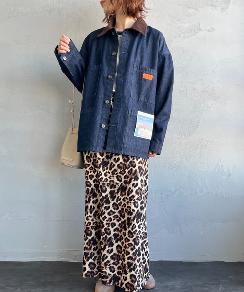 UNIVERSAL OVERALL（ユニバーサルオーバーオール）の「[UNIVERSAL OVERALL/ユニバーサルオーバーオール] 別注 カバーオールジャケット（カバーオール・レディース・ネイビー/キナリ/アニマル・S）」の4枚目の写真