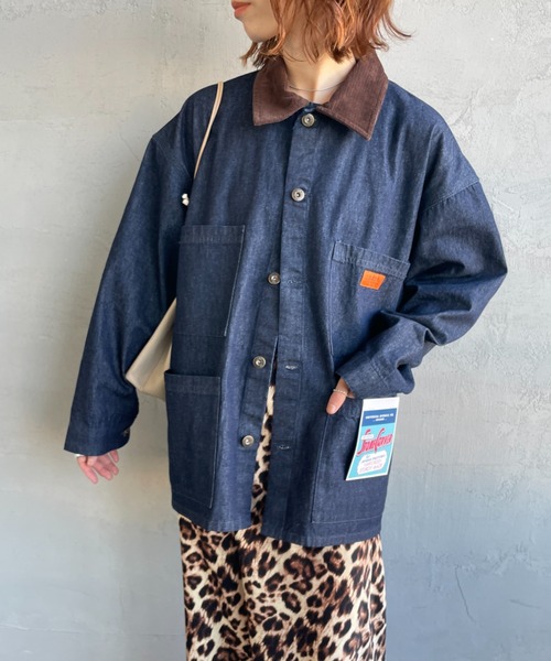 UNIVERSAL OVERALL（ユニバーサルオーバーオール）の「[UNIVERSAL OVERALL/ユニバーサルオーバーオール] 別注 カバーオールジャケット（カバーオール・レディース・ネイビー/キナリ/アニマル・S）」の12枚目の写真