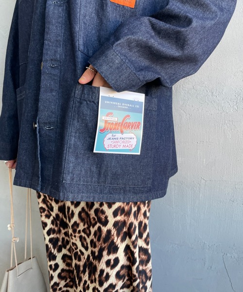 UNIVERSAL OVERALL（ユニバーサルオーバーオール）の「[UNIVERSAL OVERALL/ユニバーサルオーバーオール] 別注 カバーオールジャケット（カバーオール・レディース・ネイビー/キナリ/アニマル・S）」の16枚目の写真