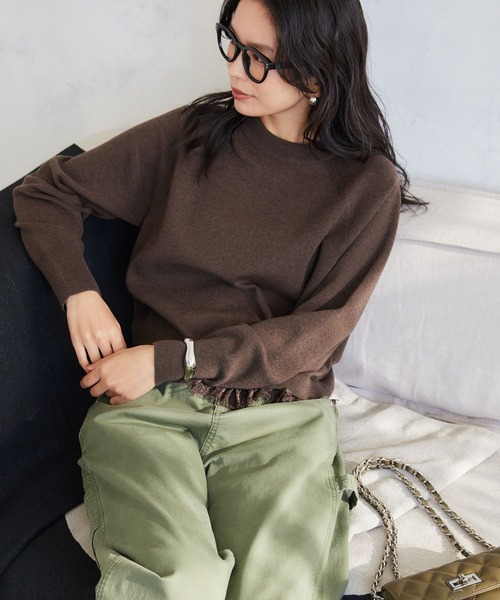 BARNYARDSTORM（バンヤードストーム）の「BARNYARDSTORM / レースドッキングニット（ニット/セーター・レディース・ブラウン/オフホワイト・FREE）」の2枚目の写真