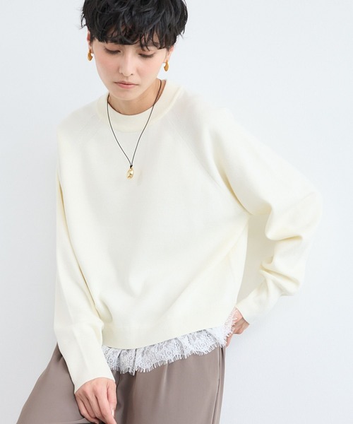 BARNYARDSTORM（バンヤードストーム）の「BARNYARDSTORM / レースドッキングニット（ニット/セーター・レディース・ブラウン/オフホワイト・FREE）」の3枚目の写真