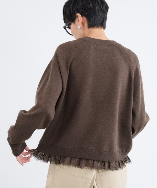 BARNYARDSTORM（バンヤードストーム）の「BARNYARDSTORM / レースドッキングニット（ニット/セーター・レディース・ブラウン/オフホワイト・FREE）」の8枚目の写真