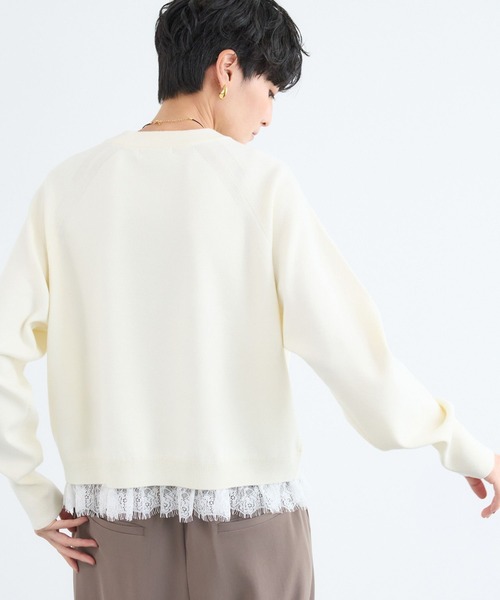 BARNYARDSTORM（バンヤードストーム）の「BARNYARDSTORM / レースドッキングニット（ニット/セーター・レディース・ブラウン/オフホワイト・FREE）」の11枚目の写真