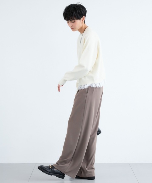 BARNYARDSTORM（バンヤードストーム）の「BARNYARDSTORM / レースドッキングニット（ニット/セーター・レディース・ブラウン/オフホワイト・FREE）」の13枚目の写真