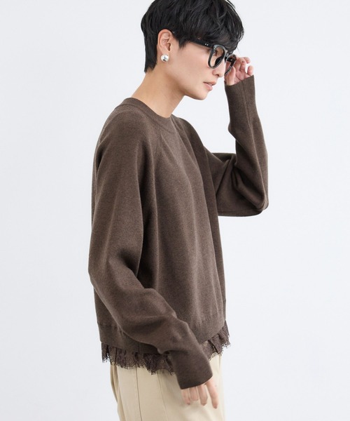 BARNYARDSTORM（バンヤードストーム）の「BARNYARDSTORM / レースドッキングニット（ニット/セーター・レディース・ブラウン/オフホワイト・FREE）」の15枚目の写真