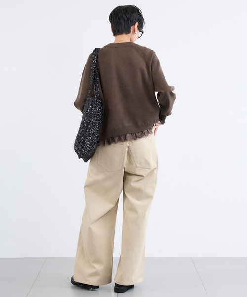 BARNYARDSTORM（バンヤードストーム）の「BARNYARDSTORM / レースドッキングニット（ニット/セーター・レディース・ブラウン/オフホワイト・FREE）」の18枚目の写真