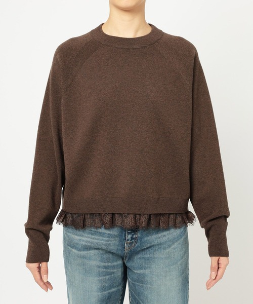 BARNYARDSTORM（バンヤードストーム）の「BARNYARDSTORM / レースドッキングニット（ニット/セーター・レディース・ブラウン/オフホワイト・FREE）」の19枚目の写真