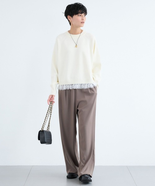 BARNYARDSTORM（バンヤードストーム）の「BARNYARDSTORM / レースドッキングニット（ニット/セーター・レディース・ブラウン/オフホワイト・FREE）」の12枚目の写真