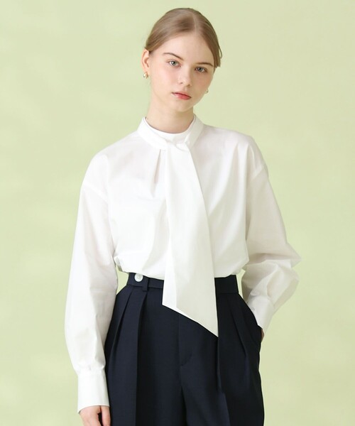ANAYI（アナイ）の「ブロードワイドリボンタイ ブラウス（シャツ/ブラウス・レディース・ホワイト/ブルー・38/36）」の2枚目の写真