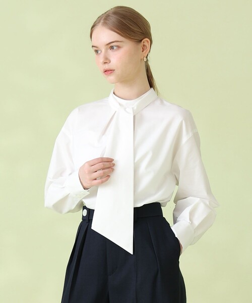 ANAYI（アナイ）の「ブロードワイドリボンタイ ブラウス（シャツ/ブラウス・レディース・ホワイト/ブルー・38/36）」の3枚目の写真
