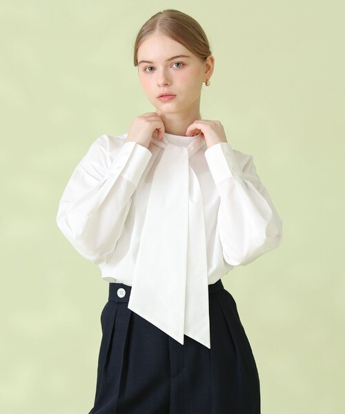 ANAYI（アナイ）の「ブロードワイドリボンタイ ブラウス（シャツ/ブラウス・レディース・ホワイト/ブルー・38/36）」の4枚目の写真