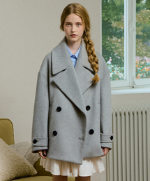 GOCORI（ゴコリ）の「オーバーサイズダブルウールピーコート - メランジェグレー ダブルコート ピーコート（チェスターコート）」