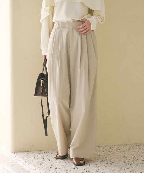 ナイロンコットン ワイドタックパンツ ウォッシャブル（その他パンツ